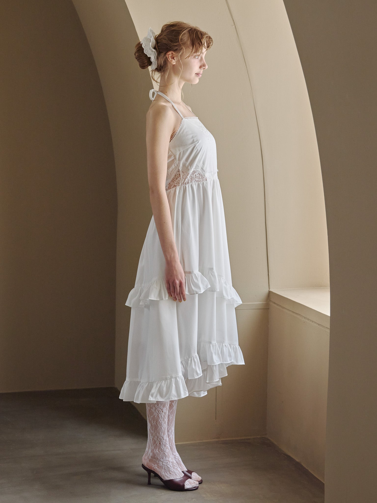 Lily embroidered apron long dress ホワイト size:M model:175cm MARTA