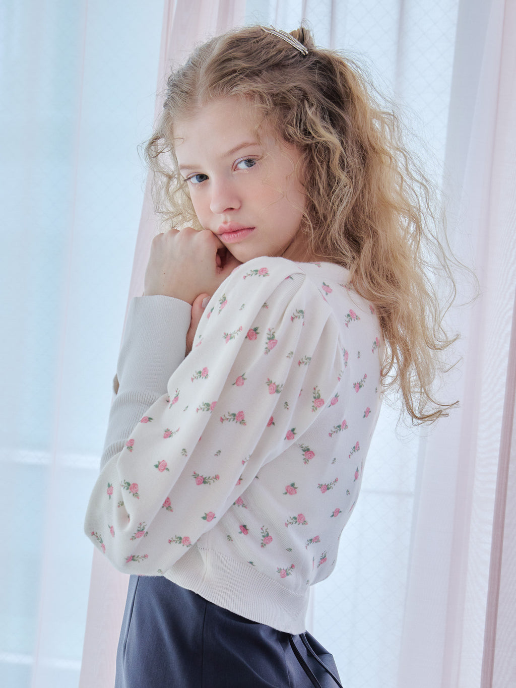 Lace lined cardigan ホワイト size:M model:173cm Olesia