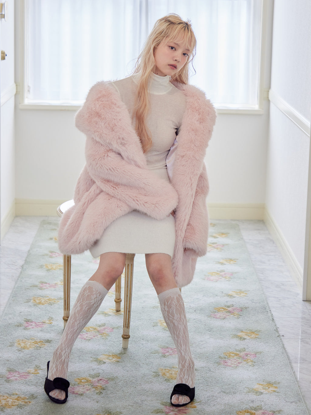Fur coat ピンク size:M model:163cm MINAMI
