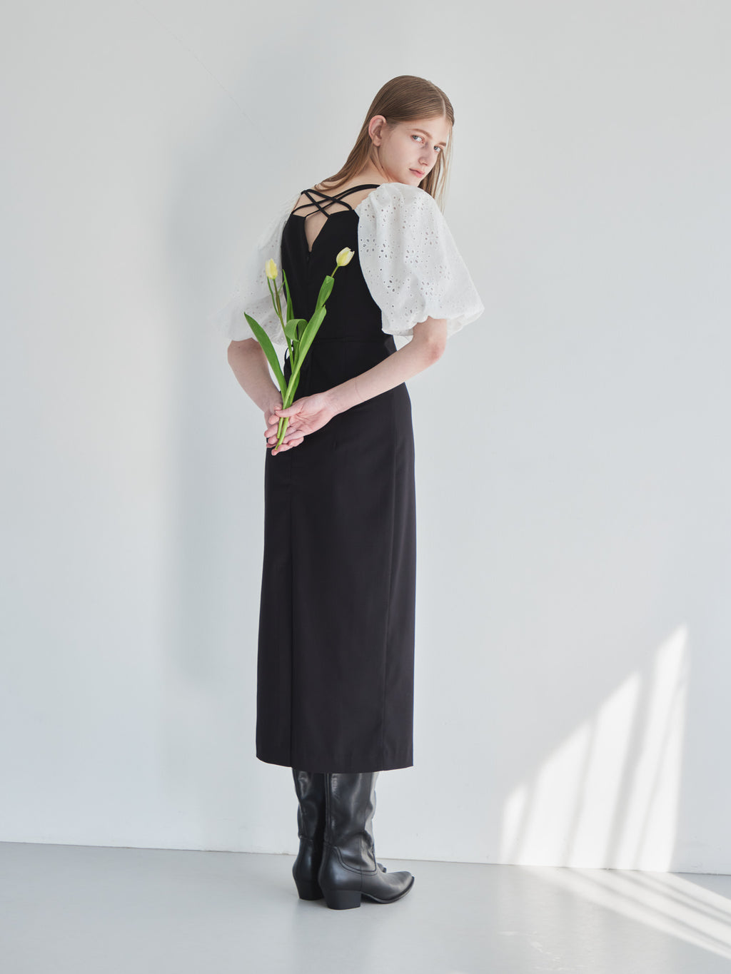 embroidered scarf dress ブラック size:M model:174cm LERA