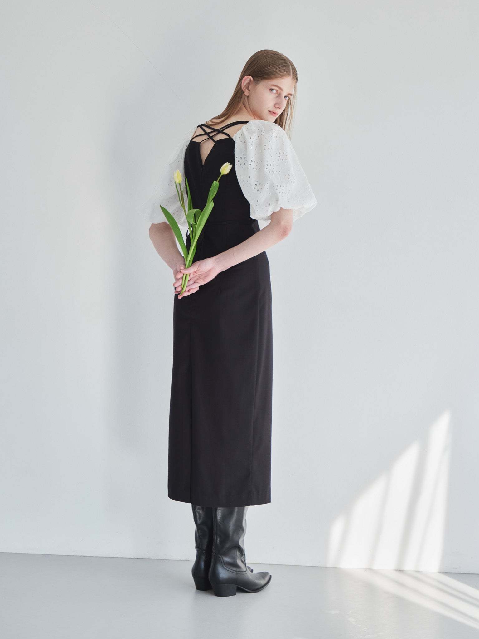 embroidered scarf dress ブラック size:M model:174cm LERA
