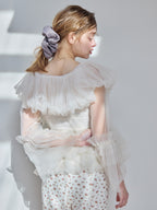 Rose tulle off shoulder blouse ホワイト size:M model:174cm KATERYNA