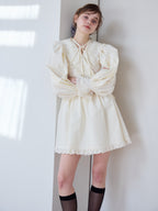 French letter collar wrap mini dress クリーム size:M model:174cm KATERYNA