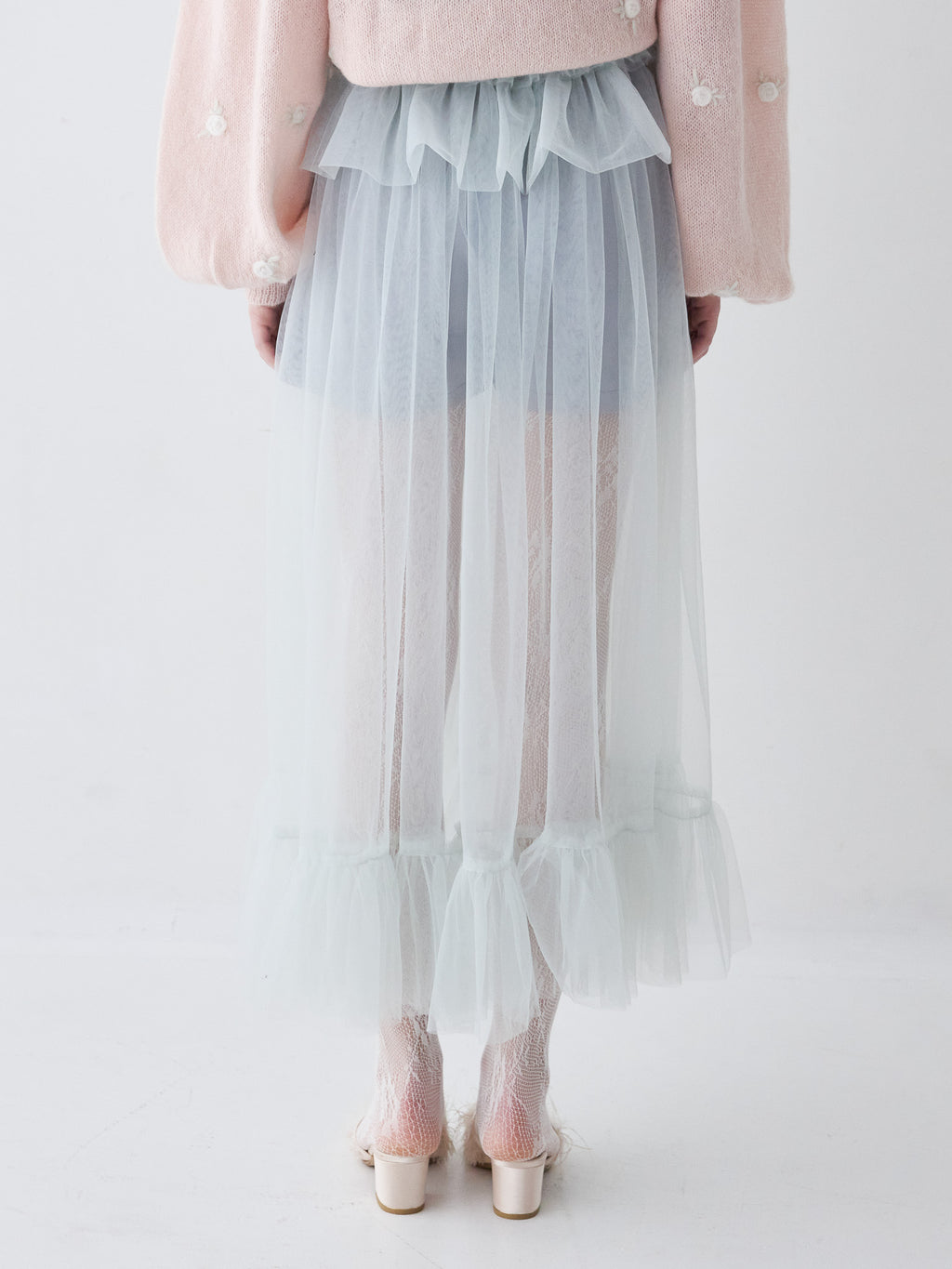 Frill tulle skirt & shorts set ミント size:M model:173cm ALINA