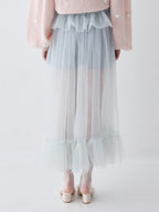 Frill tulle skirt & shorts set ミント size:M model:173cm ALINA
