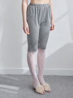 Gingham check sabrina stretch pants ブラック size:M model:171cm ANIUTA