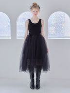 Volume tulle skirt tank dress ブラック size:M model:173cm Olesia