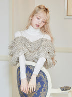 Dot tulle ruffle & knit top set ベージュ size:M model:163cm MINAMI