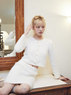 Shell button shaggy cardigan ホワイト size:M model:163cm MINAMI