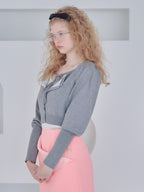 Lace lined cardigan グレー size:M model:173cm Olesia
