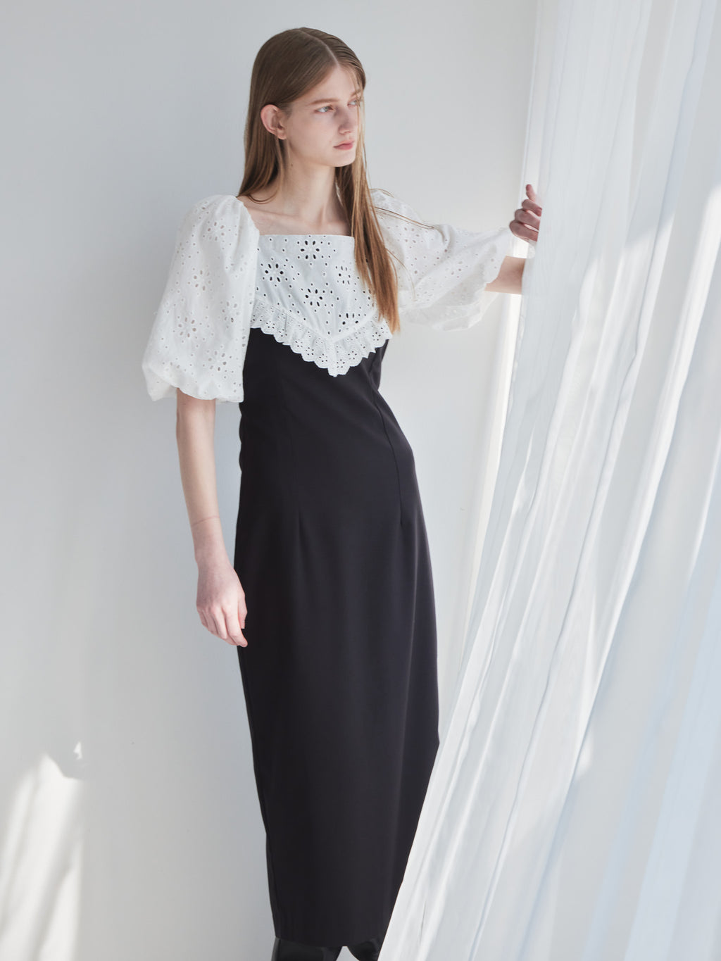 embroidered scarf dress ブラック size:M model:174cm LERA