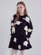 Many rose sweat top ブラック size:M model:173cm ALINA