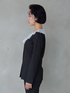 Lace trimmed tailored blouse ブラック size:M model:161cm 富樫かなえ