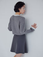 Frilly cable knit cardigan グレー size:M model:161cm 富樫かなえ