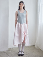 Rose satin docking rib dress ピンク size:M model:170cm ALICE