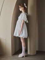 Back ribbon embossed volume mini dress ホワイト size:M model:175cm MARTA