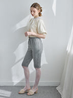 Gingham check sabrina stretch pants ブラック size:M model:171cm ANIUTA
