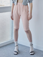 Gingham check sabrina stretch pants ピンク size:M model:171cm ANIUTA