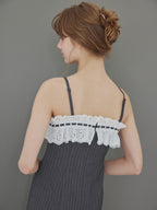 Lace ribbon stripe tight dress グレー size:M model:175cm MARTA