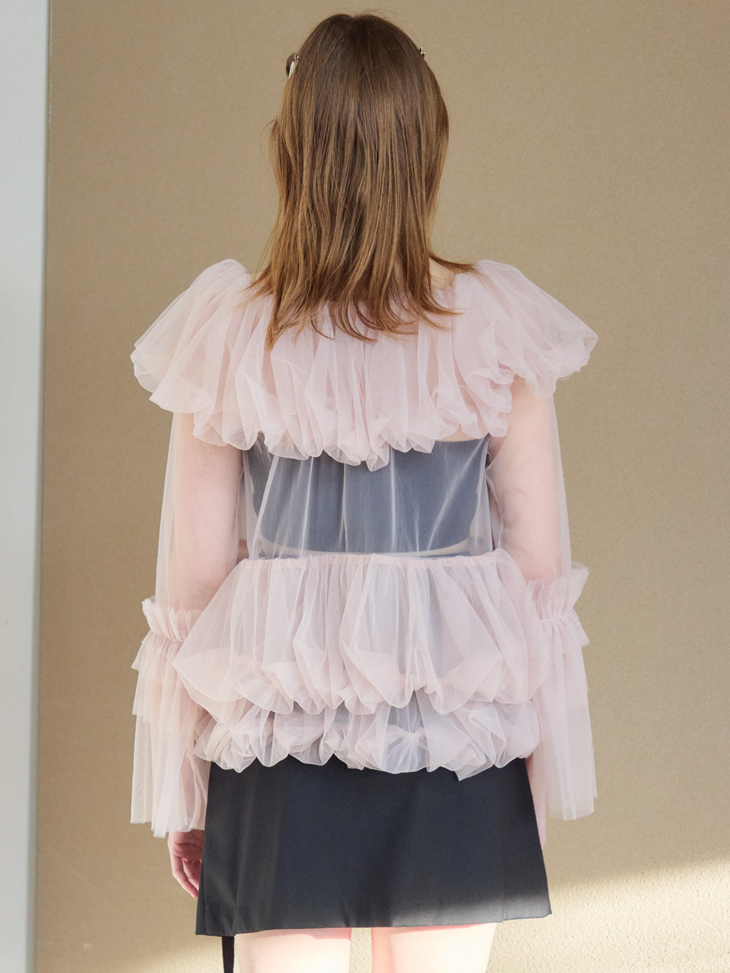 Rose tulle off shoulder blouse ピンク size:M model:174cm KATERYNA