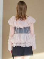 Rose tulle off shoulder blouse ピンク size:M model:174cm KATERYNA