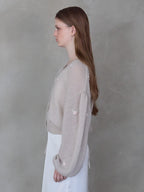 Many rose embroidery cardigan モカ size:M model:173cm ALINA