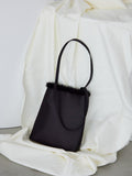 Fur satin bag ブラック
