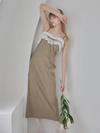 Lace ribbon stripe tight dress オリーブ size:M model:175cm MARTA