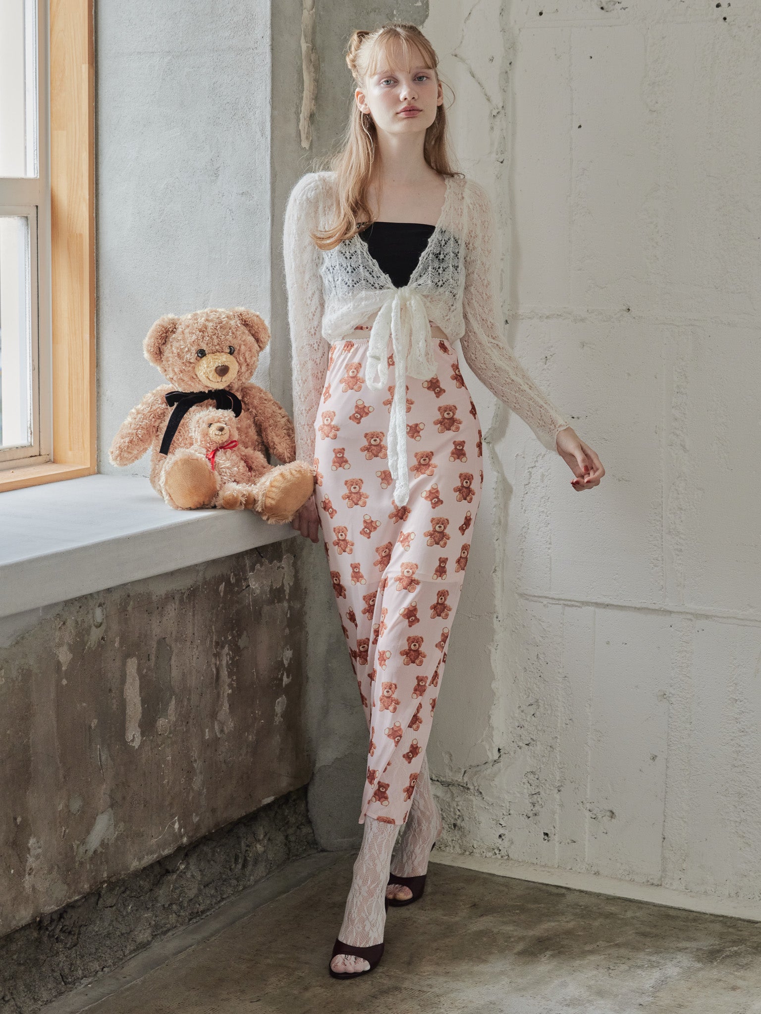 Teddy bear tulle skirt ピンク size:M model:173cm DASHA.G