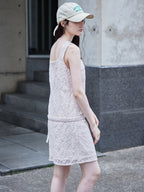 Low belt lace mini dress ピンク size:M model:170cm ALICE