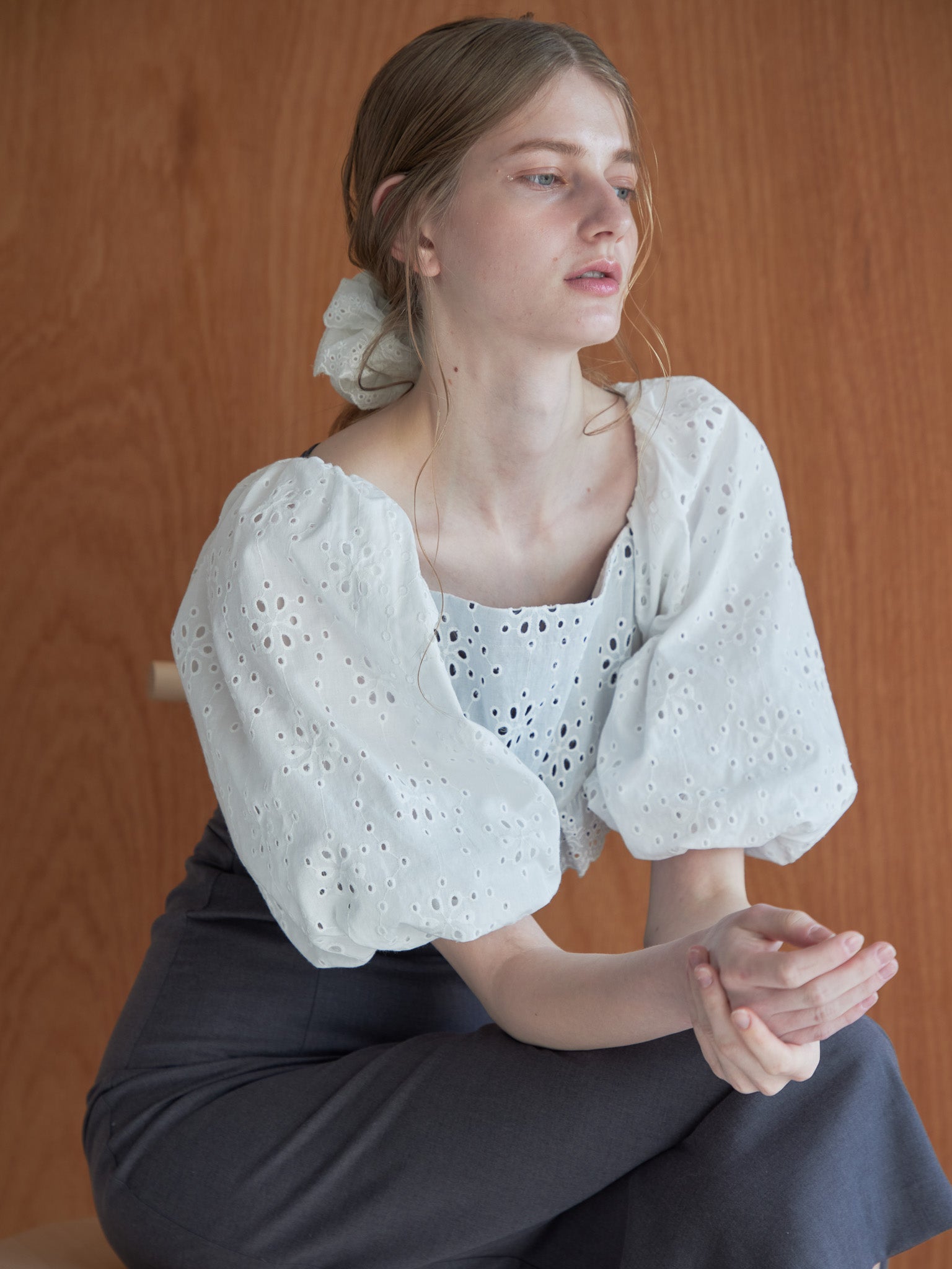 embroidered scarf dress グレー size:M model:174cm LERA