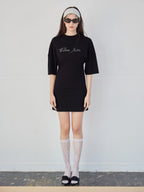 Logo T-shirt dress ブラック size:M model:172cm GINEVRA