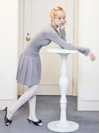 Low waist pleated glitter knit dress グレー size:M model:163cm MINAMI