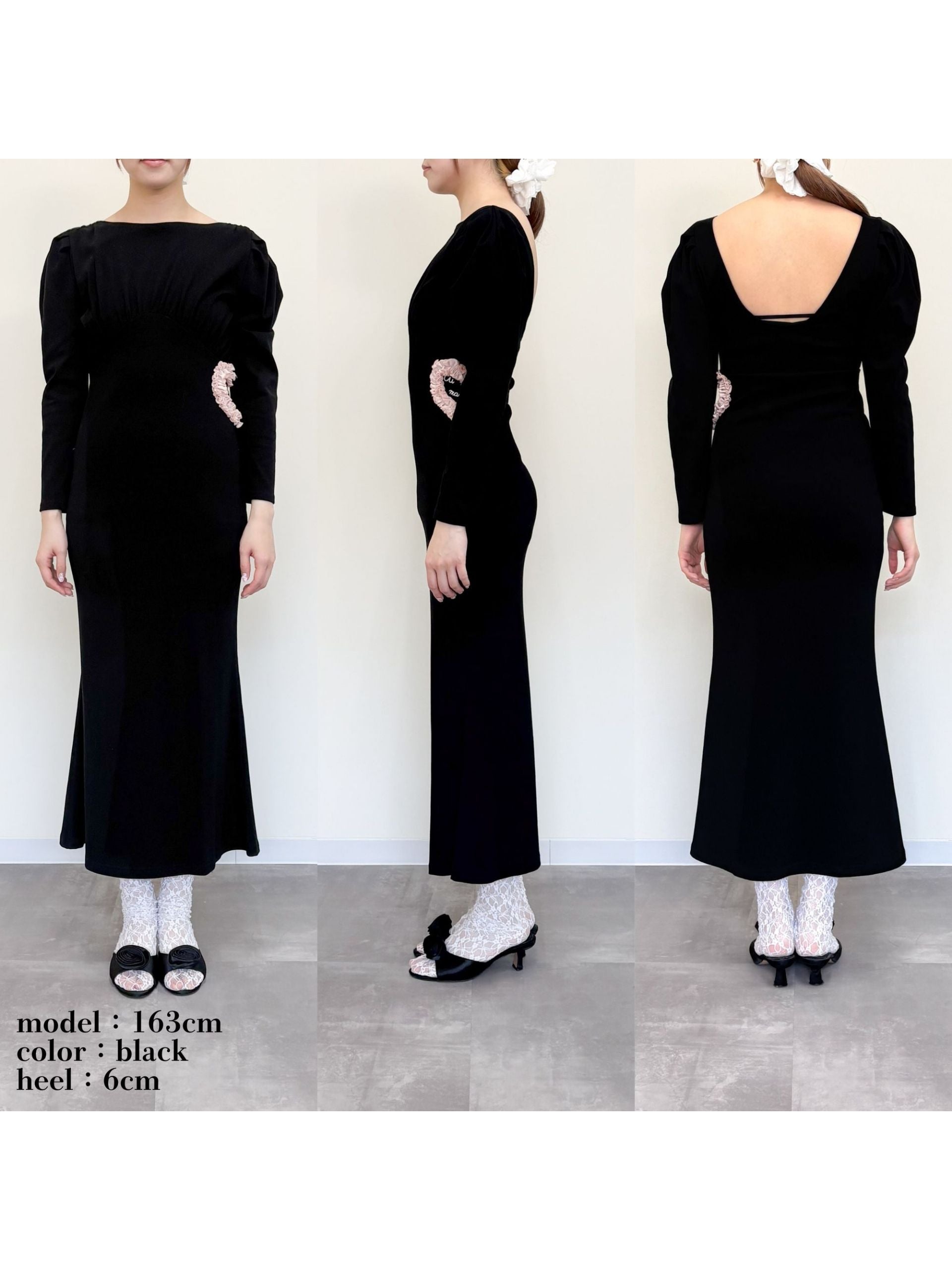 I miss you heart cut dress ブラック