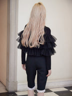 Hem lace sabrina pants ブラック size:M model:163cm MINAMI