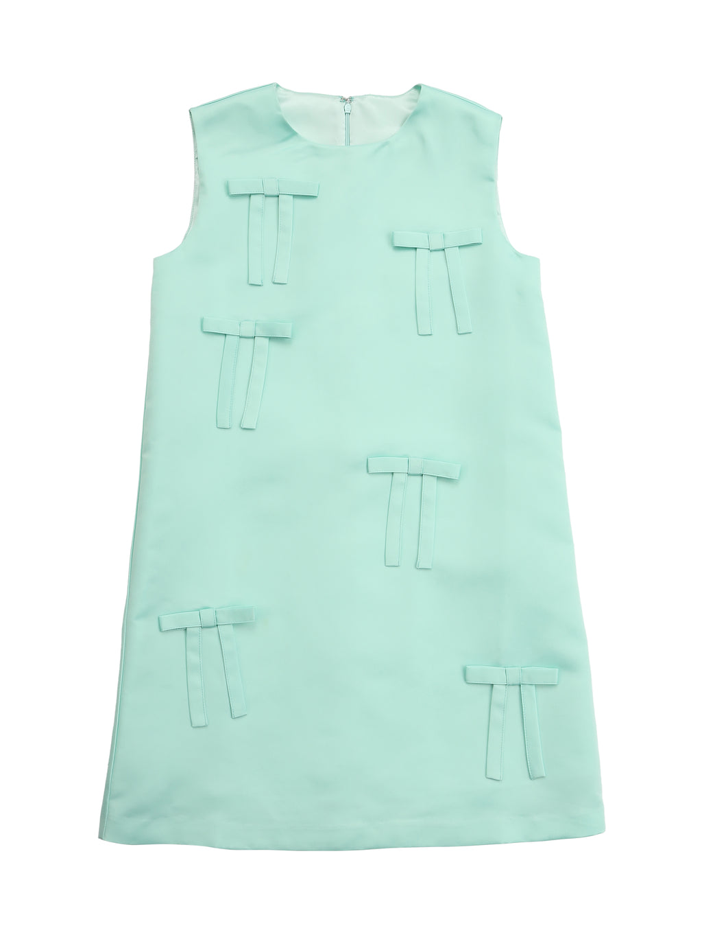 Many ribbon satin mini dress グリーン