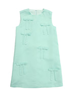 Many ribbon satin mini dress グリーン