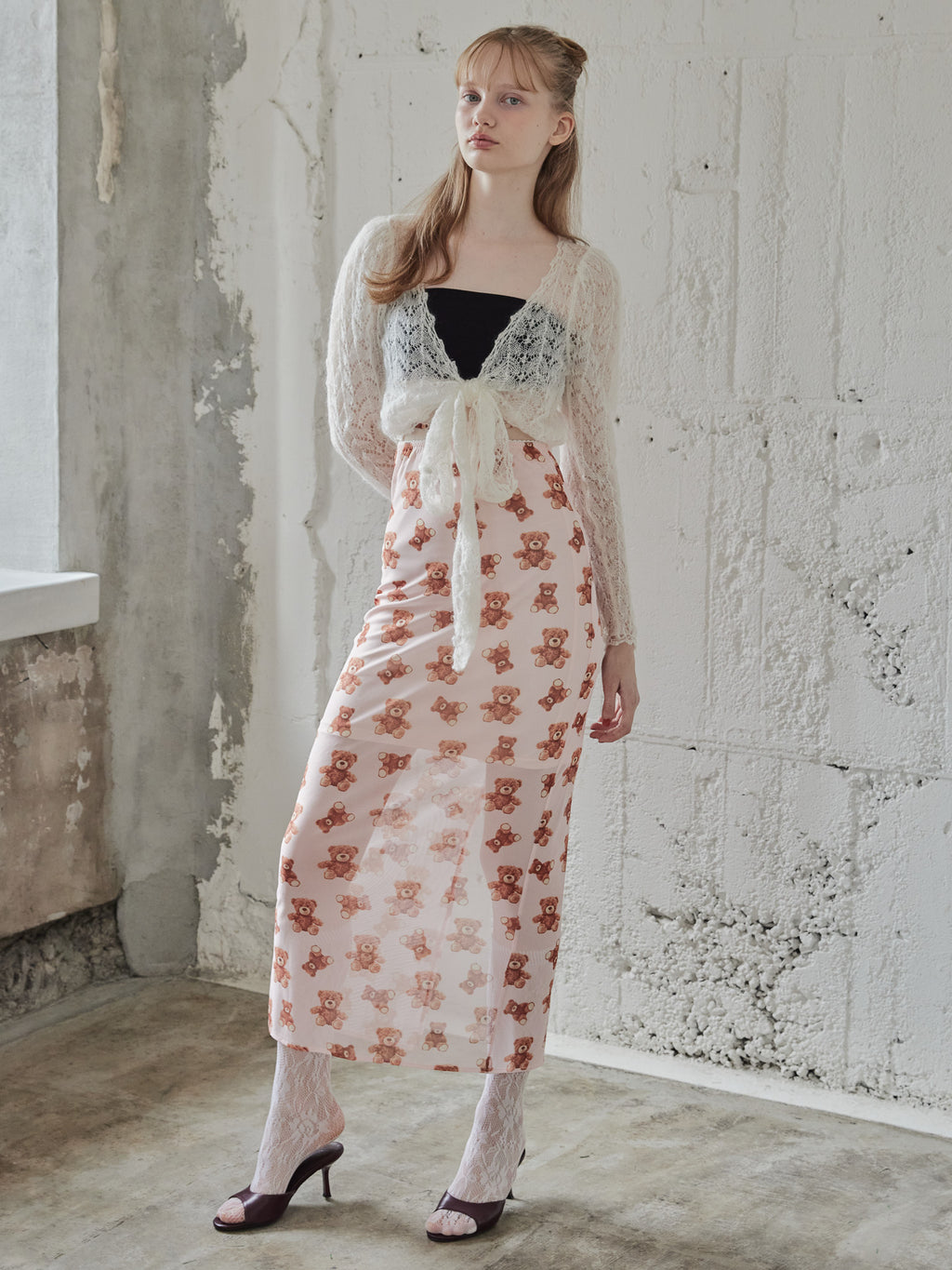 Teddy bear tulle skirt ピンク size:M model:173cm DASHA.G