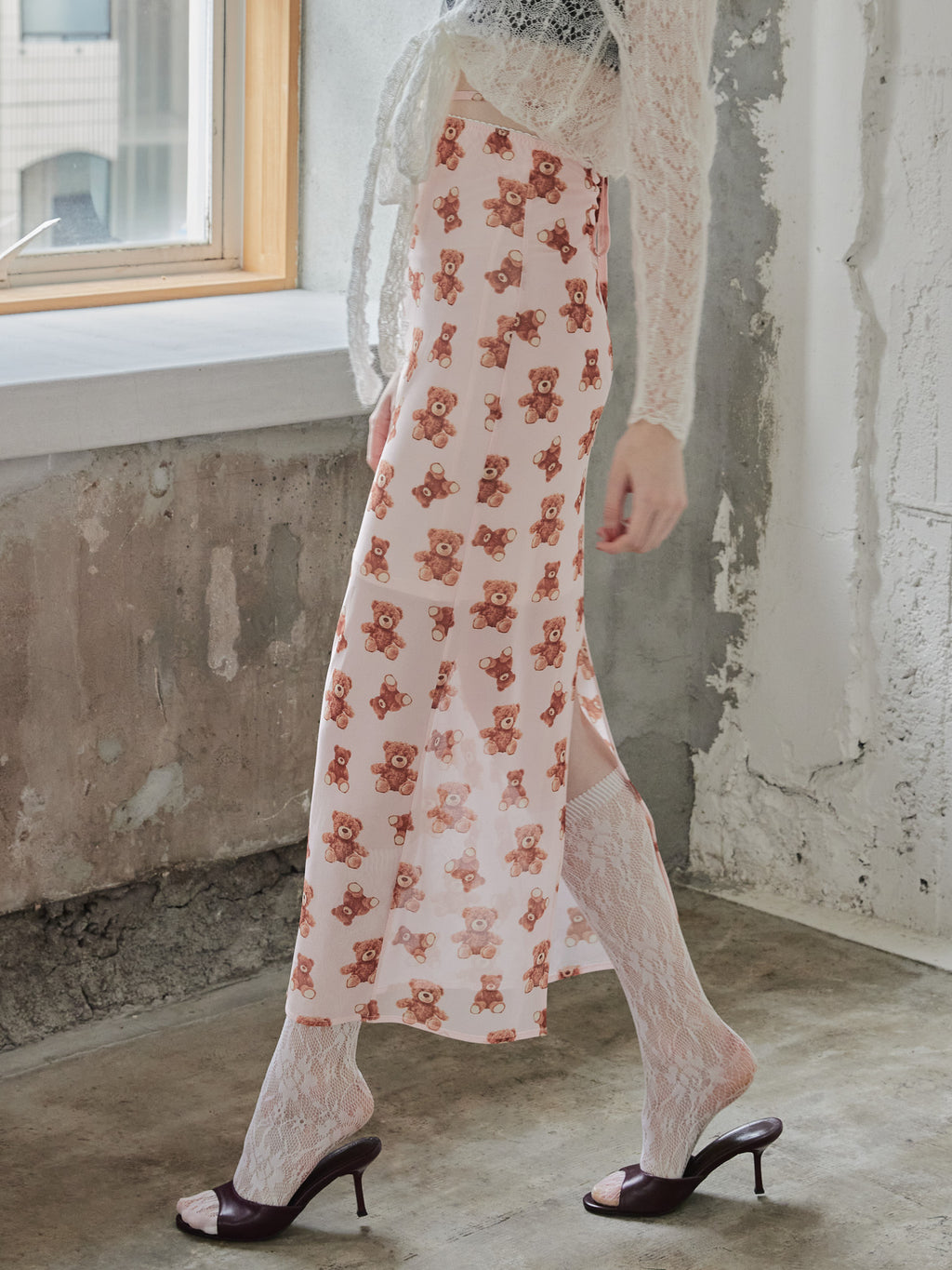 Teddy bear tulle skirt ピンク size:M model:173cm DASHA.G