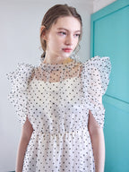 Dot organdy dress ホワイト size:M model:171cm ANIUTA