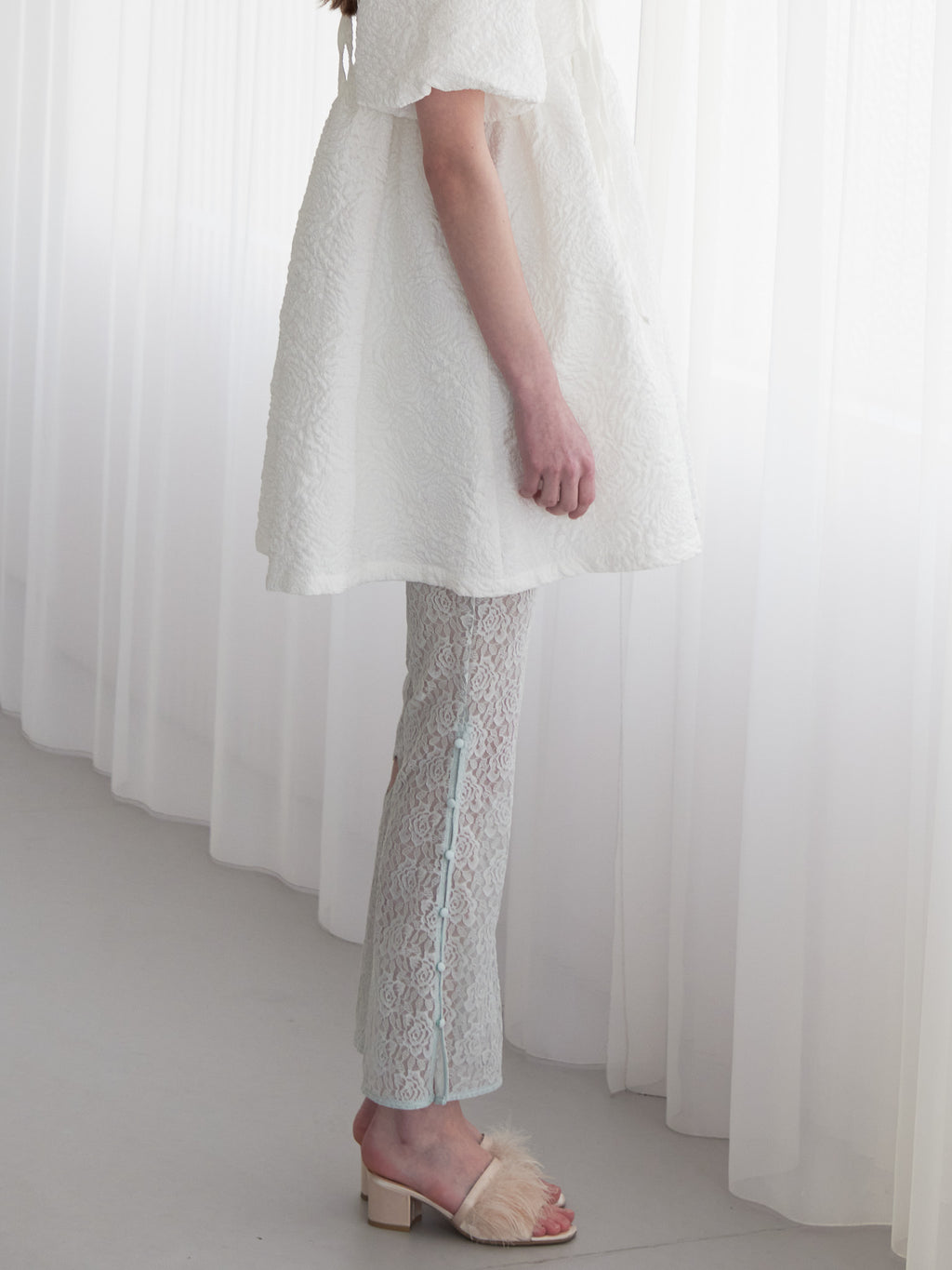 Heart trimming lace pants ミント size:M model:174cm LERA