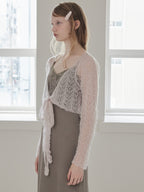 Mohair crochet ribbon cardigan ピンク size:M model:173cm DASHA.G