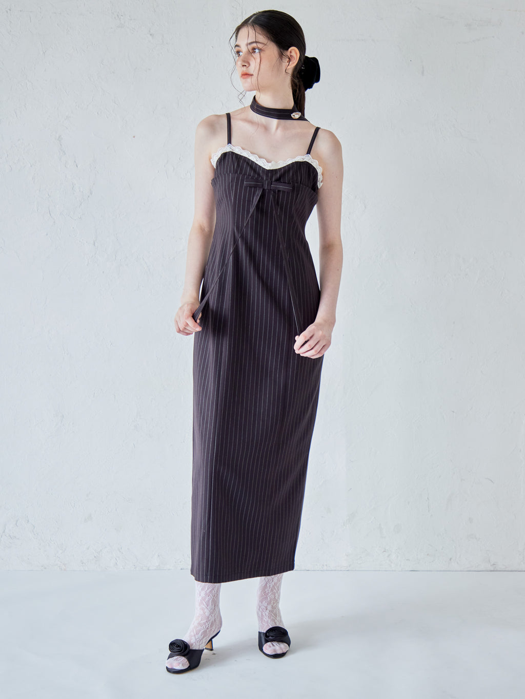 Stripe ribbon tight dress ブラック size:M model:170cm ALICE