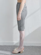 Gingham check sabrina stretch pants ブラック size:M model:171cm ANIUTA