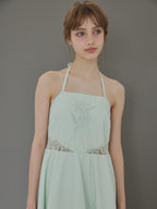 Lily embroidered apron long dress ミント size:M model:175cm MARTA