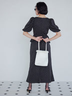 Sheer embroidered puff sleeve dress ドット size:M model:161cm 富樫かなえ