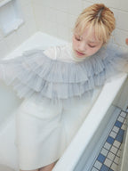 Dot tulle ruffle & knit top set ライトグレー size:M model:163cm MINAMI