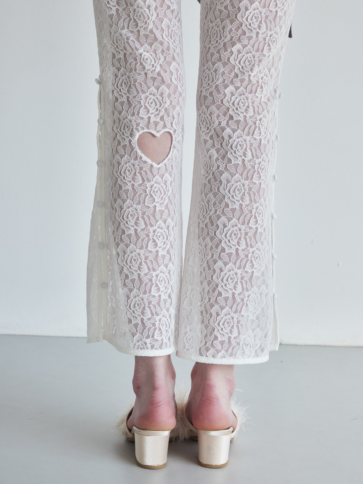 Heart trimming lace pants ホワイト size:M model:174cm LERA