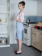 Gingham check sabrina stretch pants ブルー size:M model:171cm ANIUTA