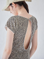 Back open print cut dress ブラウン size:M model:170cm ALICE